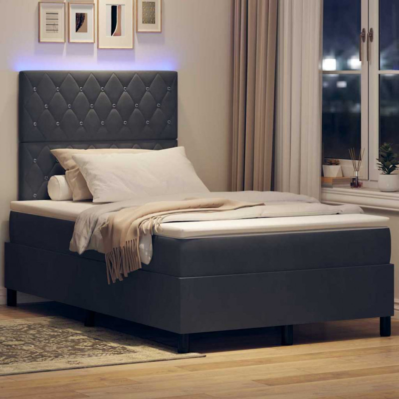Łóżko z sprężyną LED Ciemnoszary 120 x 190 cm Aksamit