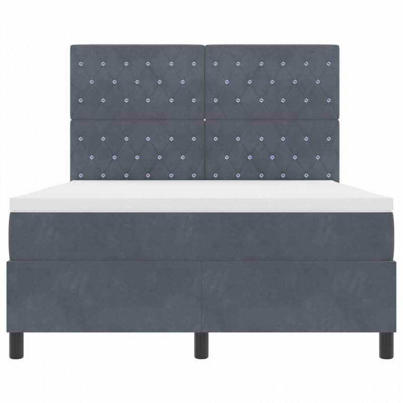 Łóżko z sprężyną LED Ciemnoszary 140 x 190 cm Aksamit