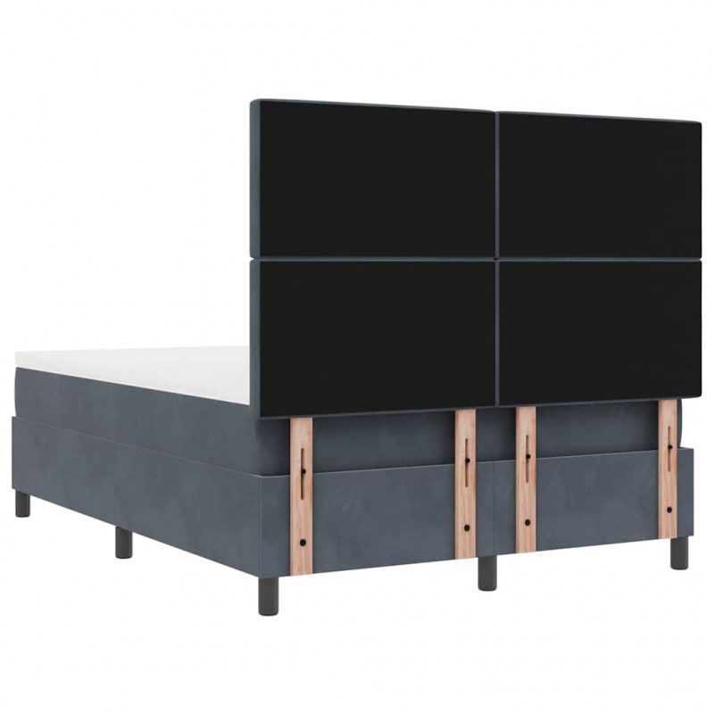 Łóżko z sprężyną LED Ciemnoszary 140 x 200 cm Aksamit