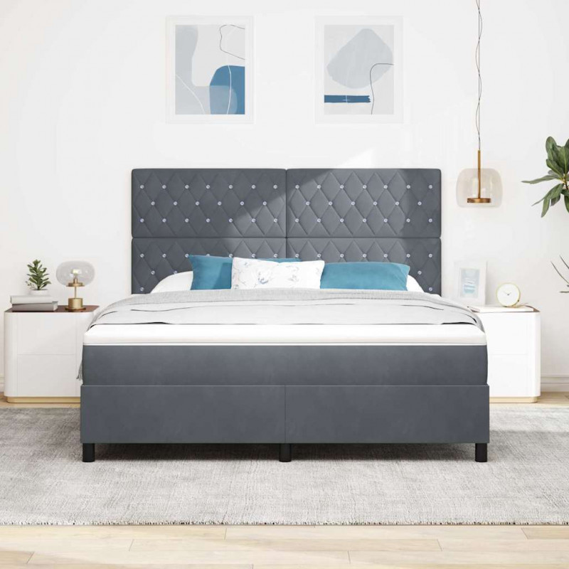 Łóżko z sprężyną LED Ciemnoszary 180 x 200 cm Aksamit