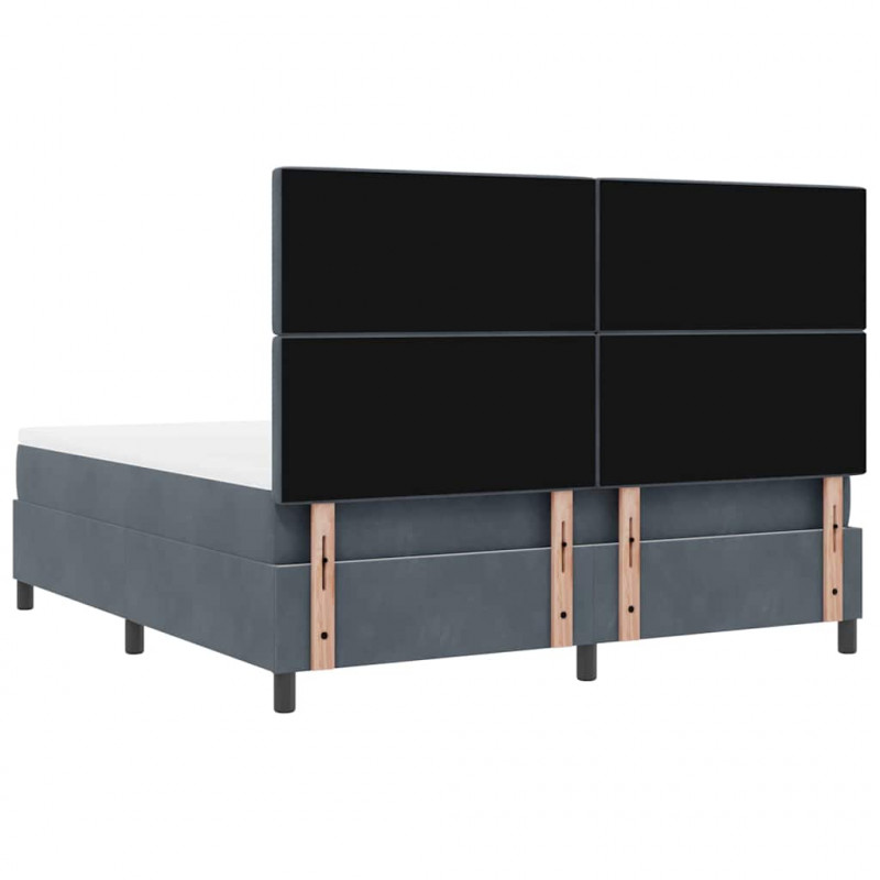 Łóżko z sprężyną LED Ciemnoszary 180 x 200 cm Aksamit