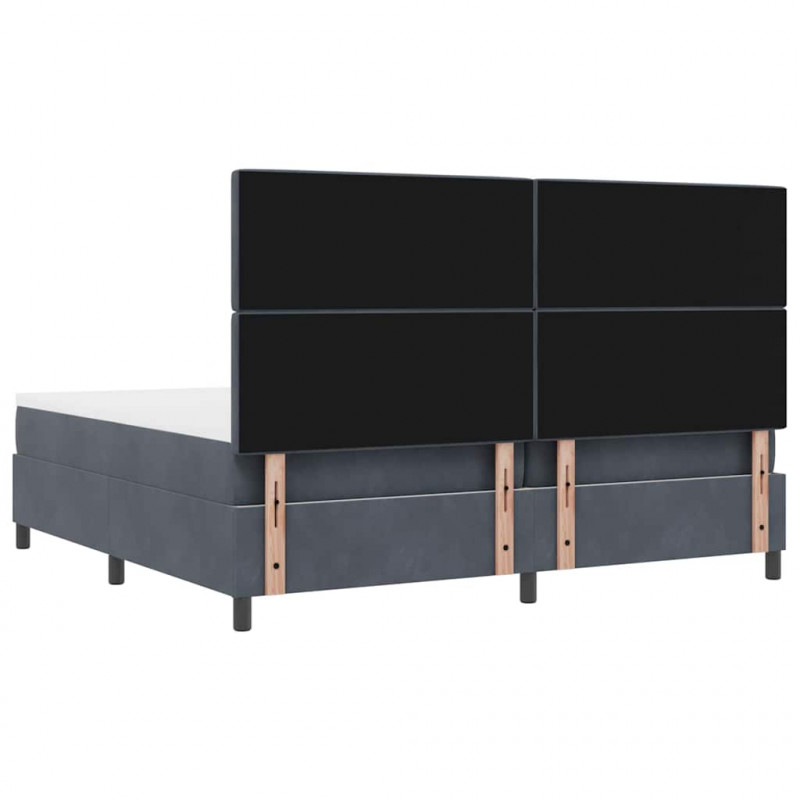 Łóżko z sprężyną LED Ciemnoszary 200 x 200 cm Aksamit