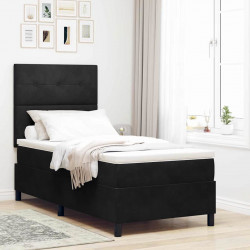 Łóżko z sprężyną LED z materacem Czarny 80 x 200 cm Aksamit