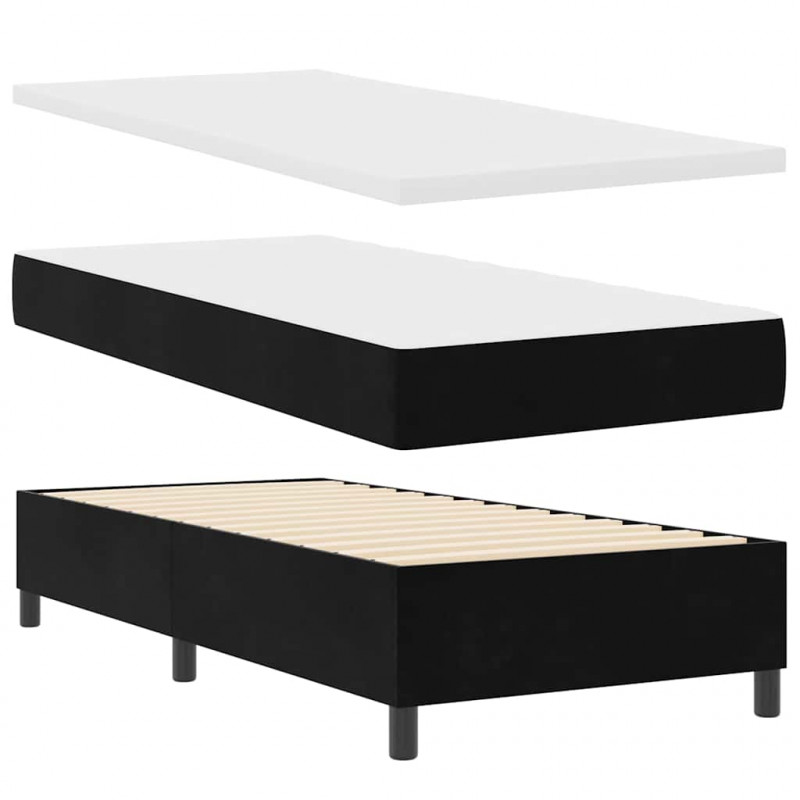 Łóżko z sprężyną LED z materacem Czarny 80 x 200 cm Aksamit