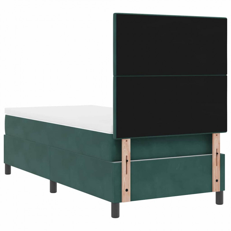 Łóżko z sprężyną LED Ciemna zieleń 80 x 200 cm Aksamit