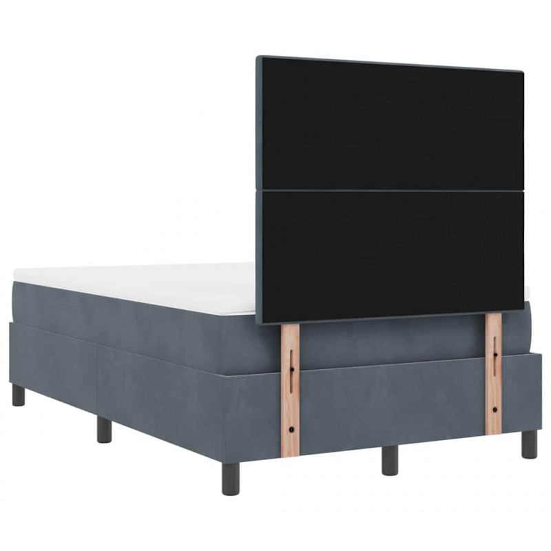 Łóżko z sprężyną LED Ciemnoszary 120 x 190 cm Aksamit