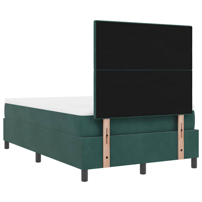 Łóżko z sprężyną LED Ciemna zieleń 120 x 190 cm Aksamit