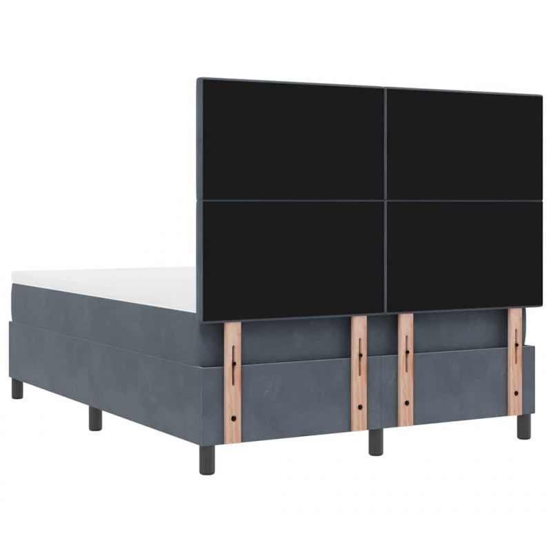 Łóżko z sprężyną LED Ciemnoszary 140 x 190 cm Aksamit