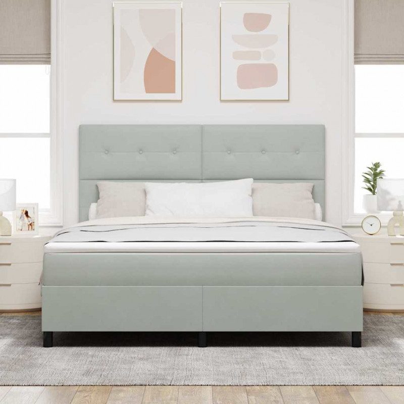 Łóżko z sprężyną LED Jasnoszary 180 x 200 cm Aksamit