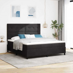 Łóżko z sprężyną LED z materacem Czarny 180 x 200 cm Aksamit