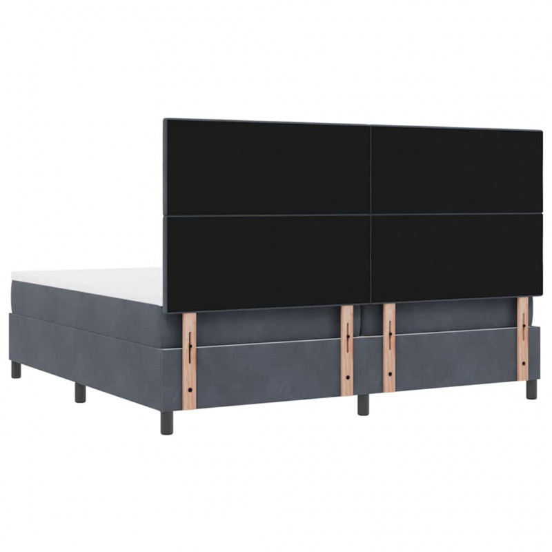 Łóżko z sprężyną LED Ciemnoszary 200 x 200 cm Aksamit