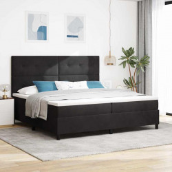Łóżko z sprężyną LED z materacem Czarny 200 x 200 cm Aksamit