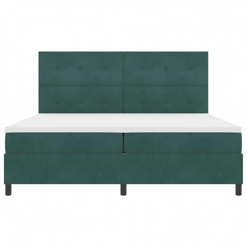 Łóżko z sprężyną LED Ciemna zieleń 200 x 200 cm Aksamit