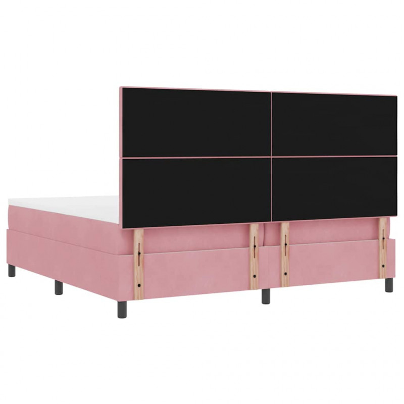 Łóżko z sprężyną LED z materacem Różowy 200 x 200 cm Aksamit