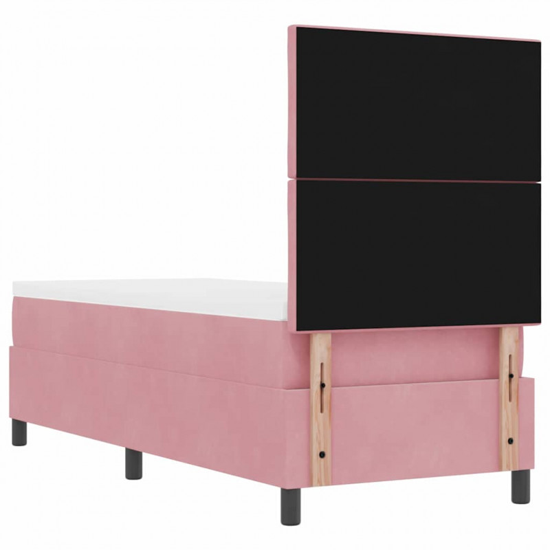 Łóżko z sprężyną LED z materacem Różowy 80 x 200 cm Aksamit