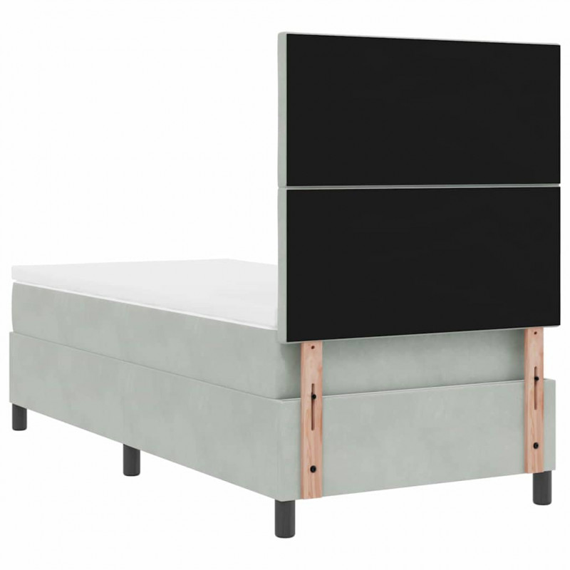 Łóżko z sprężyną LED z materacem Jasnoszary 90 x 190 cm Aksamit