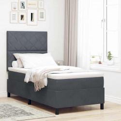 Łóżko z sprężyną LED Ciemnoszary 90 x 190 cm Aksamit