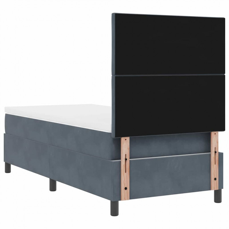 Łóżko z sprężyną LED Ciemnoszary 100 x 200 cm Aksamit
