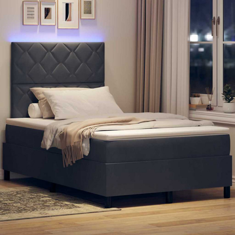 Łóżko z sprężyną LED Ciemnoszary 120 x 190 cm Aksamit