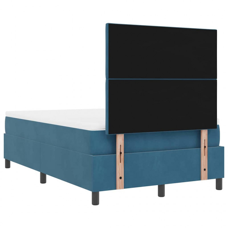 Łóżko z sprężyną LED Ciemnoniebieski 120 x 190 cm Aksamit