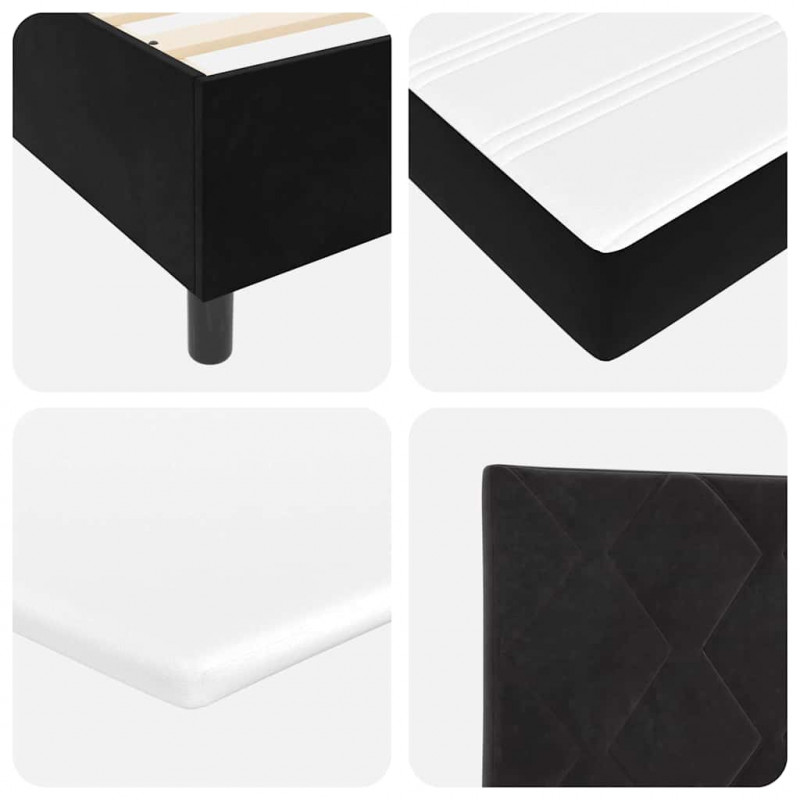 Łóżko z sprężyną LED z materacem Czarny 120 x 200 cm Aksamit