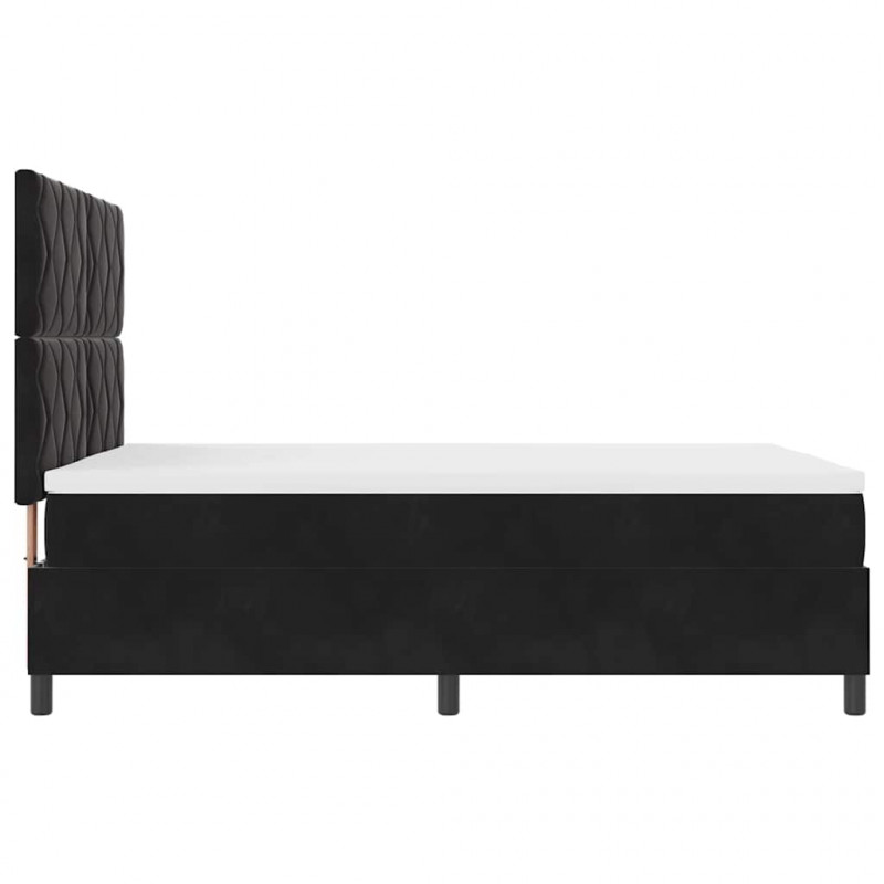 Łóżko z sprężyną LED z materacem Czarny 140 x 190 cm Aksamit