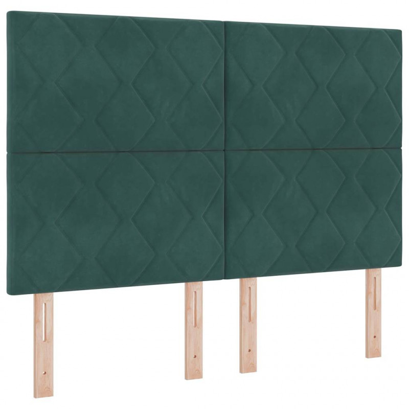Łóżko z sprężyną LED Ciemna zieleń 140 x 190 cm Aksamit