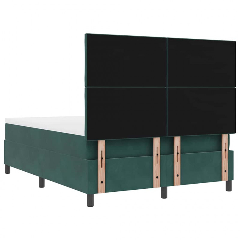 Łóżko z sprężyną LED Ciemna zieleń 140 x 190 cm Aksamit