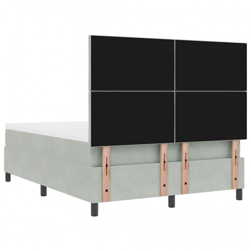 Łóżko z sprężyną LED Jasnoszary 140 x 200 cm Aksamit