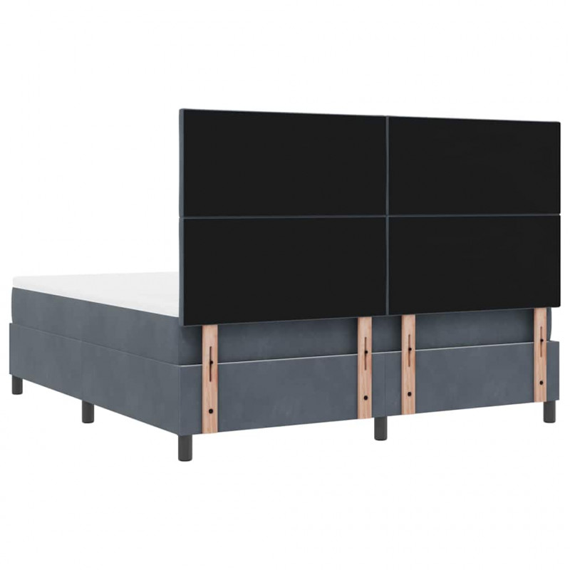 Łóżko z sprężyną LED Ciemnoszary 180 x 200 cm Aksamit