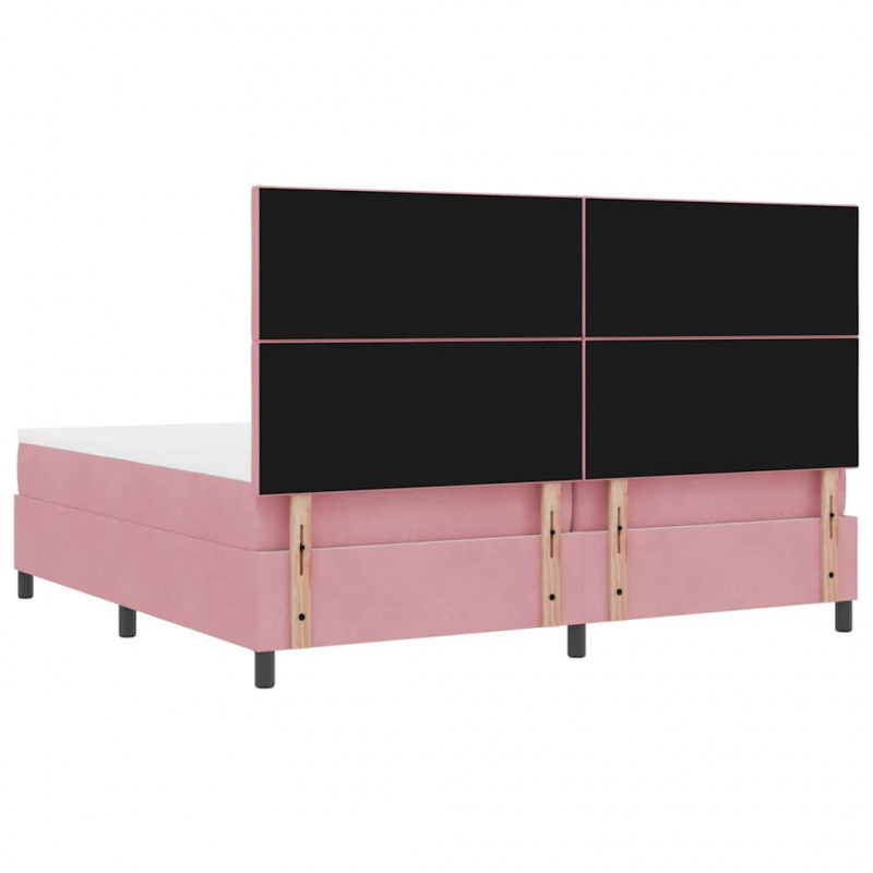 Łóżko z sprężyną LED z materacem Różowy 200 x 200 cm Aksamit