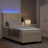 Łóżko z sprężyną LED z materacem Kremowy 90 x 200 cm tkanina