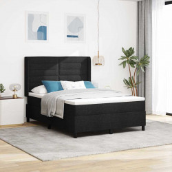 Łóżko z sprężyną LED z materacem Czarny 140 x 190 cm tkanina