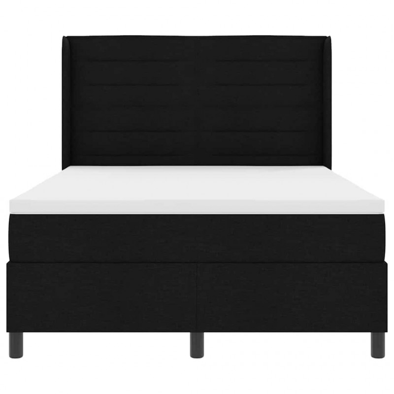 Łóżko z sprężyną LED z materacem Czarny 140 x 190 cm tkanina