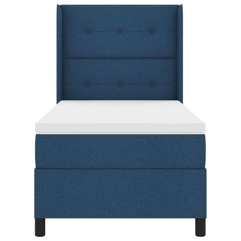 Łóżko z sprężyną LED z materacem Niebieski 90 x 190 cm tkanina