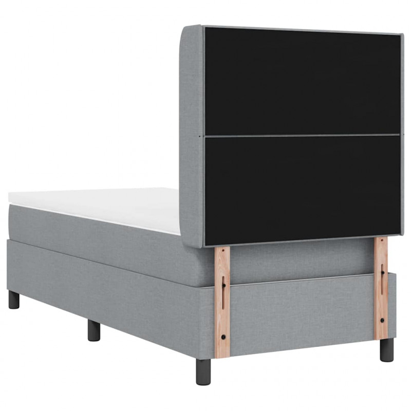 Łóżko z sprężyną LED z materacem Jasnoszary 90 x 200 cm tkanina