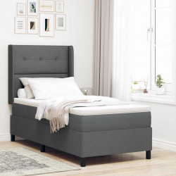Łóżko z sprężyną LED Ciemnoszary 90 x 200 cm tkanina