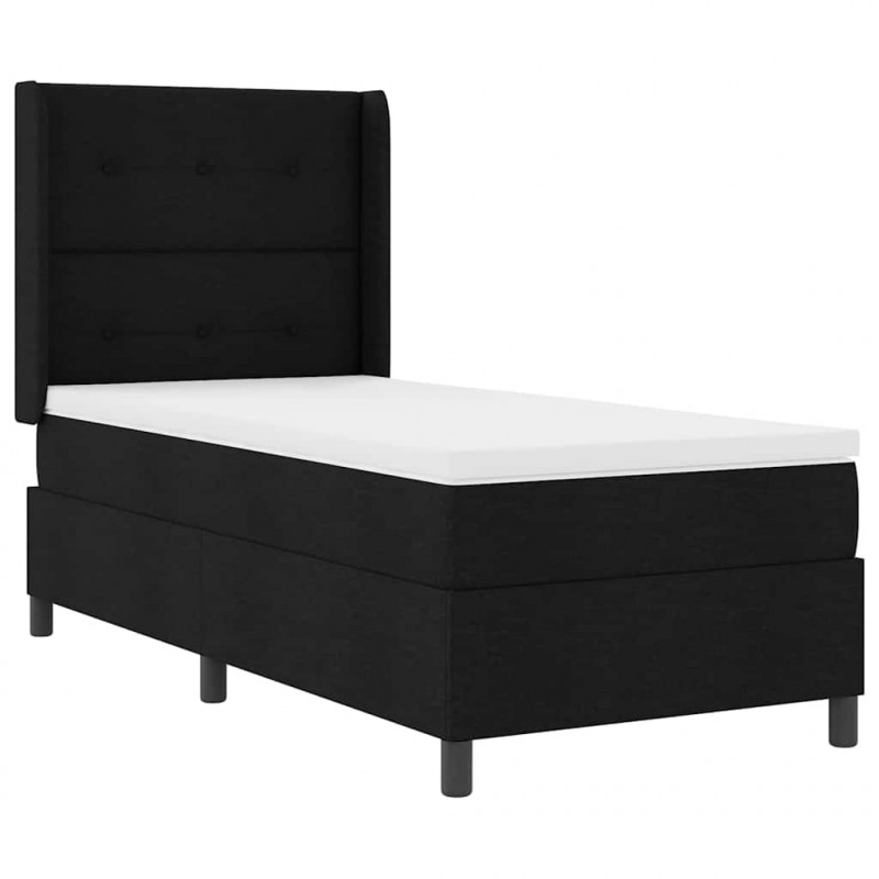 Łóżko z sprężyną LED z materacem Czarny 90 x 200 cm tkanina
