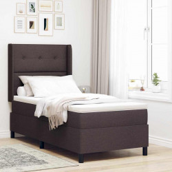Łóżko z sprężyną LED Ciemny brąz 90 x 200 cm tkanina