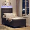 Łóżko z sprężyną LED Ciemny brąz 90 x 200 cm tkanina