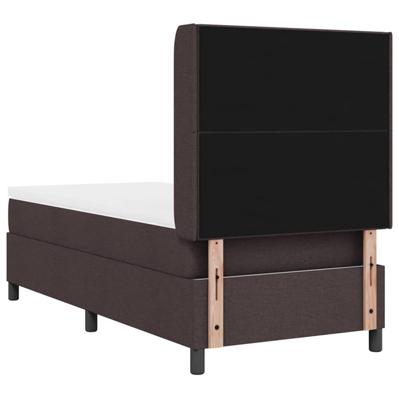 Łóżko z sprężyną LED Ciemny brąz 90 x 200 cm tkanina