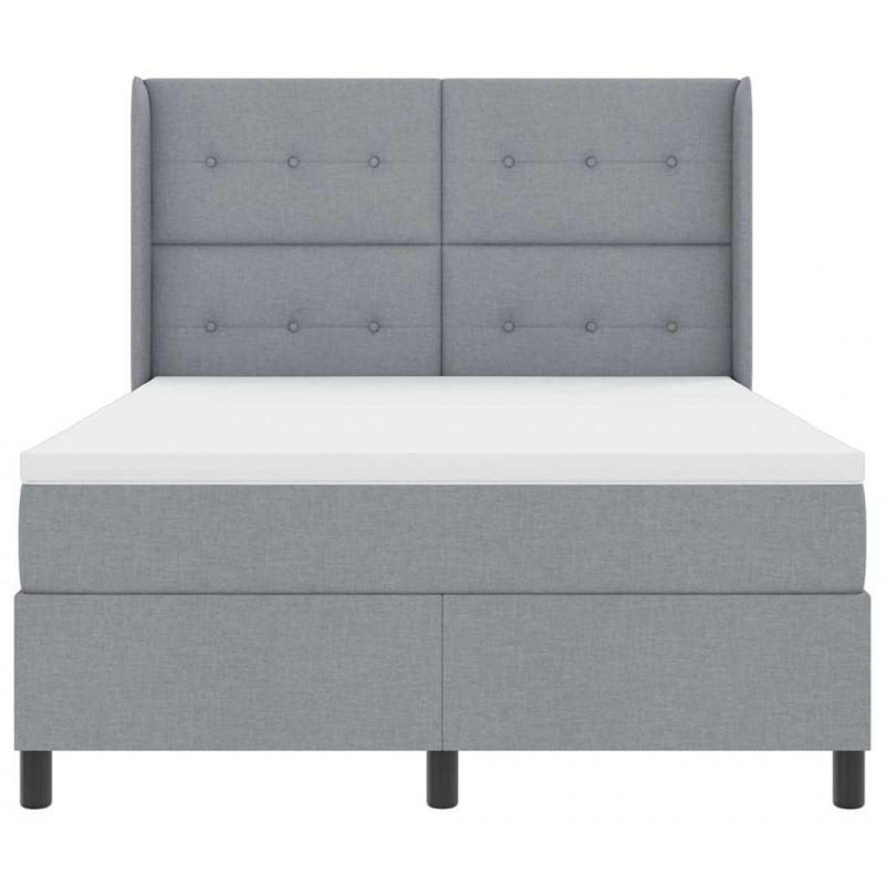 Łóżko z sprężyną LED Jasnoszary 140 x 190 cm tkanina