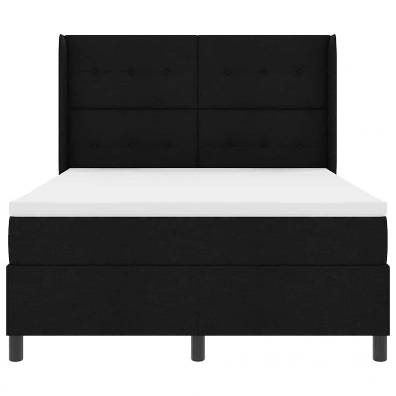 Łóżko z sprężyną LED z materacem Czarny 140 x 190 cm tkanina