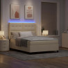 Łóżko z sprężyną LED z materacem Kremowy 160 x 200 cm tkanina