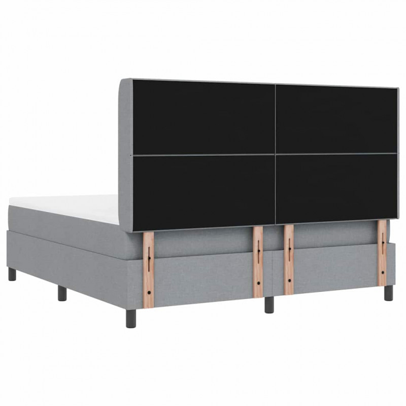 Łóżko z sprężyną LED Jasnoszary 180 x 200 cm tkanina