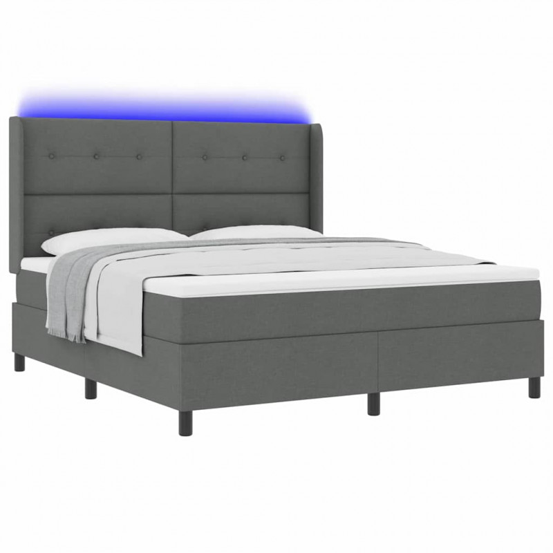 Łóżko z sprężyną LED Ciemnoszary 180 x 200 cm tkanina