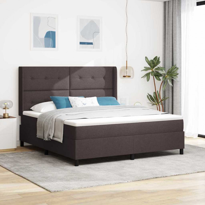 Łóżko z sprężyną LED Ciemny brąz 180 x 200 cm tkanina