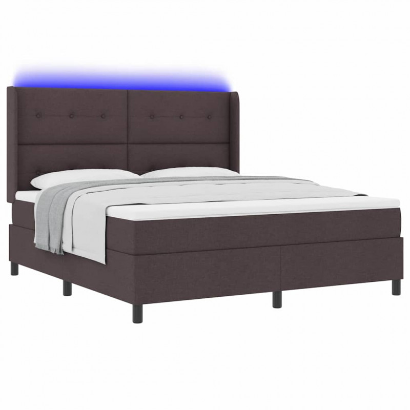 Łóżko z sprężyną LED Ciemny brąz 180 x 200 cm tkanina