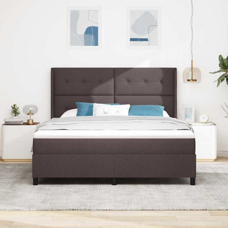 Łóżko z sprężyną LED Ciemny brąz 180 x 200 cm tkanina