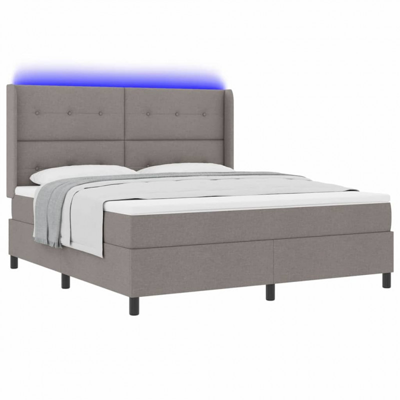 Łóżko z sprężyną LED Ciemnoszary 180 x 200 cm tkanina